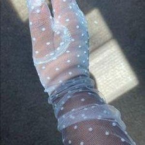 Shein White Sheer Polka Gloves